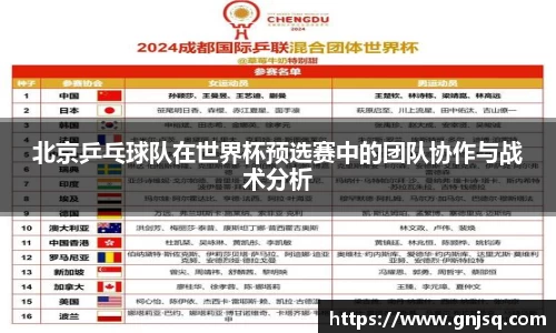 北京乒乓球队在世界杯预选赛中的团队协作与战术分析